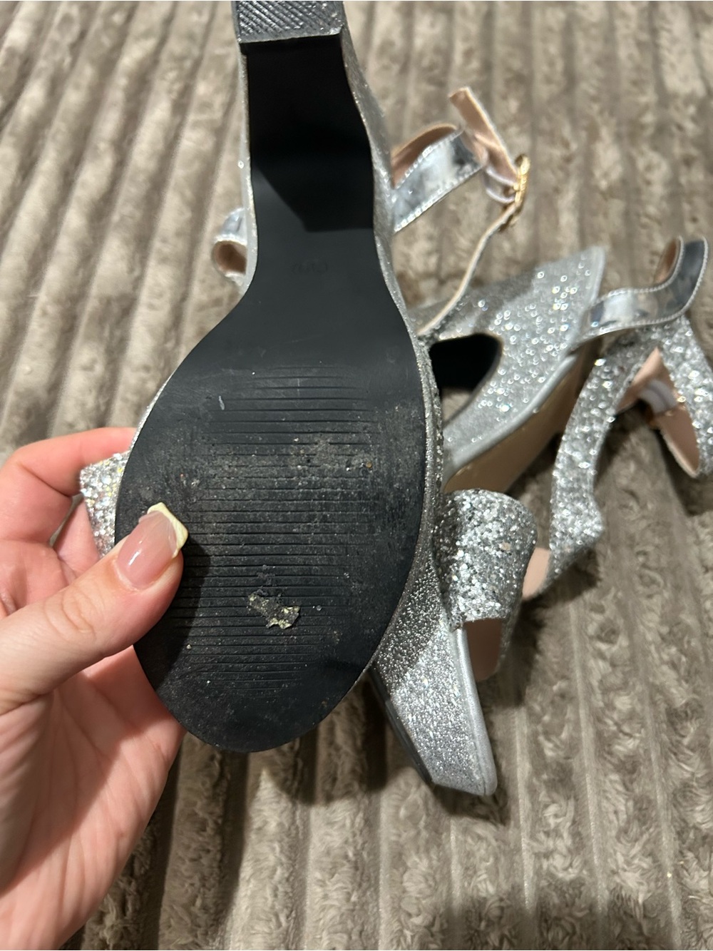 Silver Glitter Platform Block Heel Sandals - Women - Picture 4 of 4
